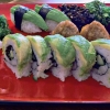 Vegitarian sushi
Avocado Nigiri, Gunkamaki, Tofu Nigiri, Avocado & seaweed insideout rolls.