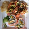 Rainrow and valentines roll sushi