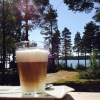 Coffee break with a view, at beautiful lake Sandsjön!
Try our Latte Macchiato or why not a Caramel-, Vanilla-, Hazelnut-, or Amaretto-Macchiato?

Välkommen - Welcome - Willkommen @Sandsjögården Wärdshus, Camping och Stugby AB i Blattnicksele / Sorsele