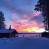 Bild från Sandsjögården Wärdshus, Camping och Stugby AB i Blattnicksele / Sorsele av @alaskandancer75 - Friday at dawn. Wonderful colors over beautiful #lake #sandsjön in #swedish_lapland #västerbotten #vindelfjäll_region #sandsjögården #winter #lappland 