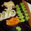 Vegetarisk sushi, 10 bitar (fick 2 på köpet) för 83 kronor.