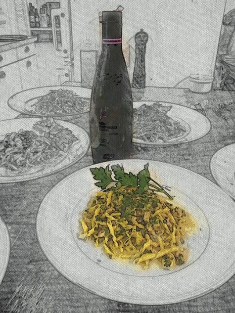 Restaurangkartan Se Fragsta Halsingegard Ristorante Italiano Rolig Bild Pa Kvallens Pasta Fusilli Med Citronsmak I Zucchini Och Raksas Med Olio Denocciolato Fran Producenten Intini Oliointini